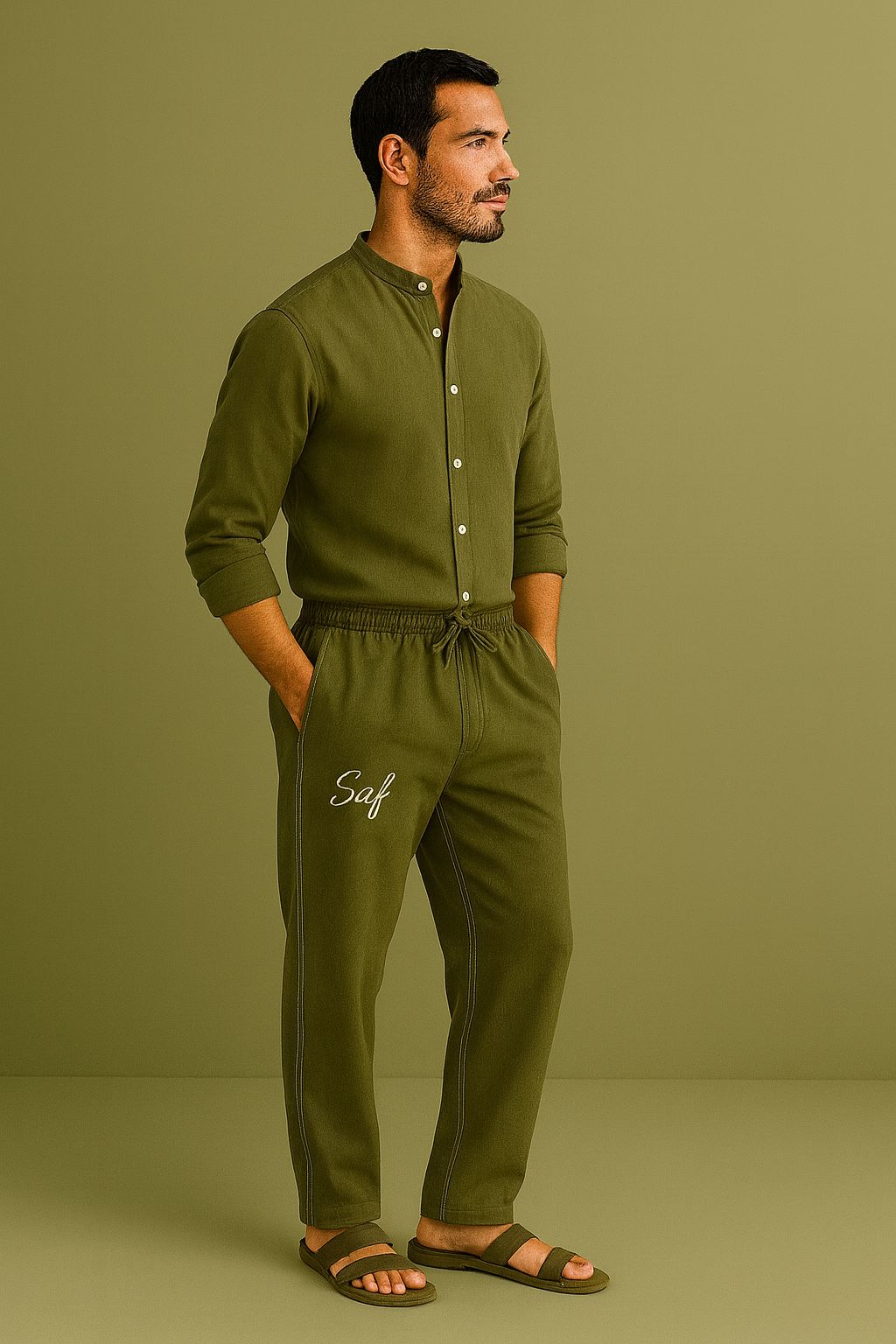 Relaxed Fit Leinen Hose